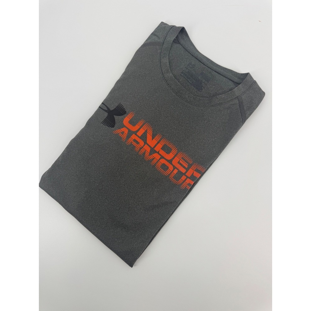 Under Armour Mens HeatGear Short Sleeve Graphic T-Shirt Gray Orange 1291311 L